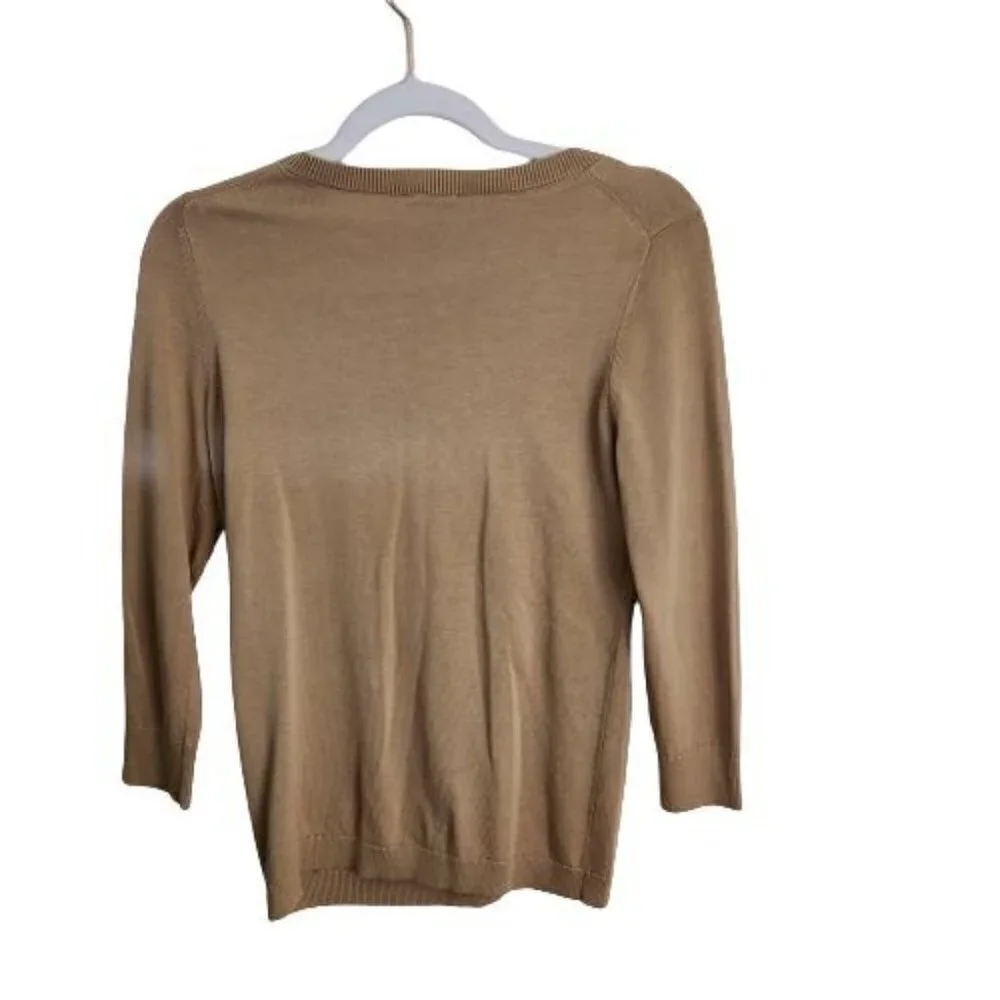 Talbots Crewneck Zebra Print Beige Sweater Size XS